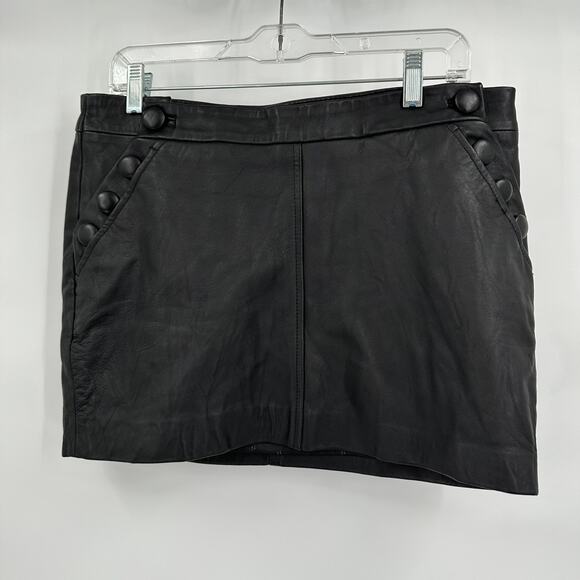 Red By Marc Ecko Junior Black Leather Mini Skirt Size 9 Festival Grunge Mob Wife - Picture 1 of 10